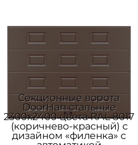 sekczionnyie-vorota-doorhan-stalnyie-2300x2400-czveta-ral-8017-korichnevo-krasnyij-s-dizajnom-«filenka»-s-avtomatikoj