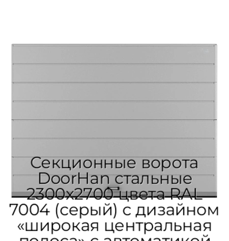 sekczionnyie-vorota-doorhan-stalnyie-2300x2700-czveta-ral-7004-seryij-s-dizajnom-«shirokaya-czentralnaya-polosa»-s-avtomatikoj