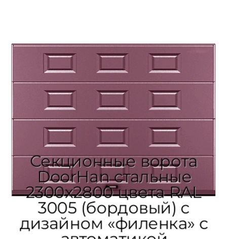 sekczionnyie-vorota-doorhan-stalnyie-2300x2800-czveta-ral-3005-bordovyij-s-dizajnom-«filenka»-s-avtomatikoj