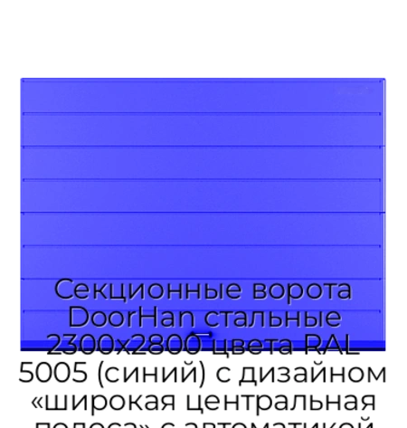 sekczionnyie-vorota-doorhan-stalnyie-2300x2800-czveta-ral-5005-sinij-s-dizajnom-«shirokaya-czentralnaya-polosa»-s-avtomatikoj