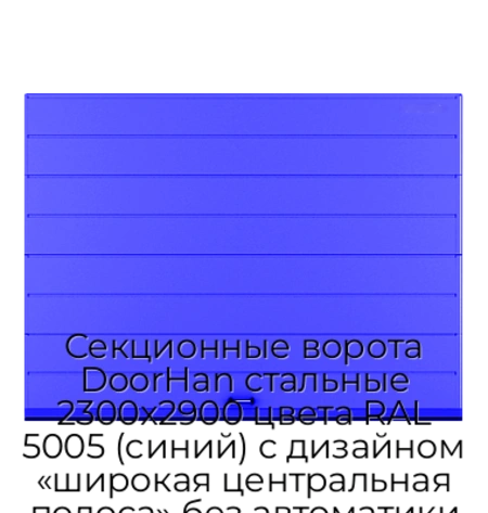 sekczionnyie-vorota-doorhan-stalnyie-2300x2900-czveta-ral-5005-sinij-s-dizajnom-«shirokaya-czentralnaya-polosa»-bez-avtomatiki