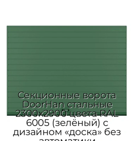 sekczionnyie-vorota-doorhan-stalnyie-2300x2900-czveta-ral-6005-zelyonyij-s-dizajnom-«doska»-bez-avtomatiki