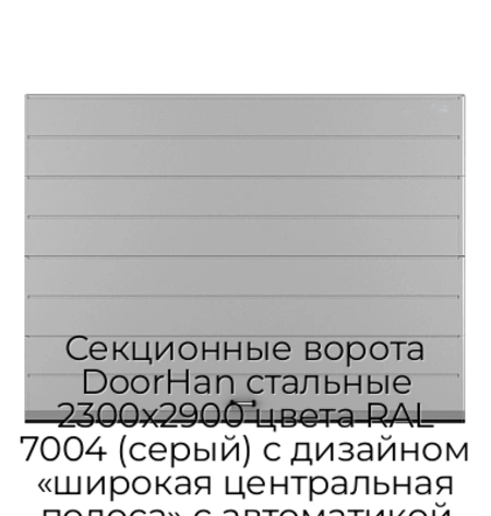 sekczionnyie-vorota-doorhan-stalnyie-2300x2900-czveta-ral-7004-seryij-s-dizajnom-«shirokaya-czentralnaya-polosa»-s-avtomatikoj