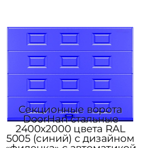 sekczionnyie-vorota-doorhan-stalnyie-2400x2000-czveta-ral-5005-sinij-s-dizajnom-«filenka»-s-avtomatikoj