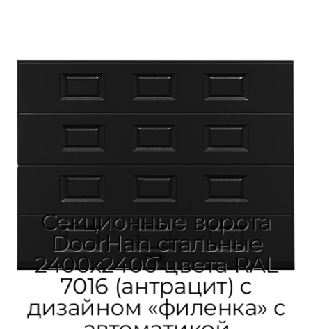 sekczionnyie-vorota-doorhan-stalnyie-2400x2400-czveta-ral-7016-antraczit-s-dizajnom-«filenka»-s-avtomatikoj
