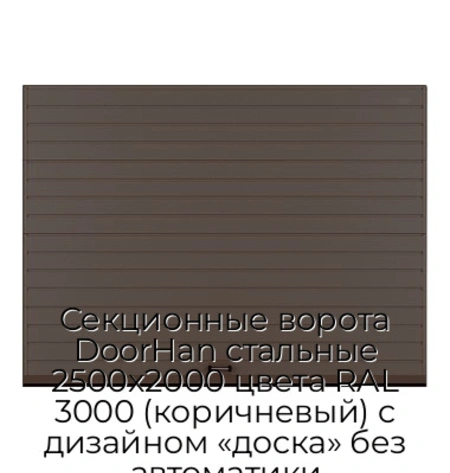 sekczionnyie-vorota-doorhan-stalnyie-2500x2000-czveta-ral-3000-korichnevyij-s-dizajnom-«doska»-bez-avtomatiki