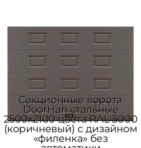 sekczionnyie-vorota-doorhan-stalnyie-2500x2100-czveta-ral-3000-korichnevyij-s-dizajnom-«filenka»-bez-avtomatiki