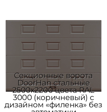 sekczionnyie-vorota-doorhan-stalnyie-2500x2200-czveta-ral-3000-korichnevyij-s-dizajnom-«filenka»-bez-avtomatiki