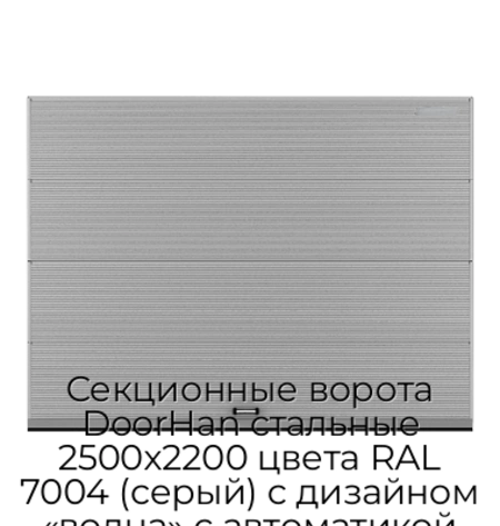 sekczionnyie-vorota-doorhan-stalnyie-2500x2200-czveta-ral-7004-seryij-s-dizajnom-«volna»-s-avtomatikoj