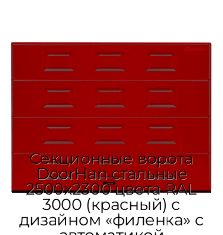 sekczionnyie-vorota-doorhan-stalnyie-2500x2300-czveta-ral-3000-krasnyij-s-dizajnom-«filenka»-s-avtomatikoj