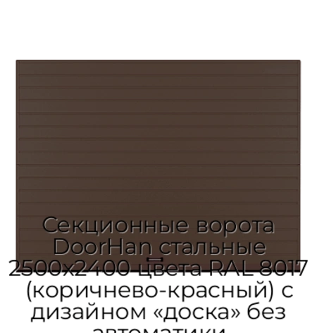 sekczionnyie-vorota-doorhan-stalnyie-2500x2400-czveta-ral-8017-korichnevo-krasnyij-s-dizajnom-«doska»-bez-avtomatiki