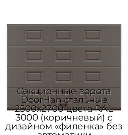 sekczionnyie-vorota-doorhan-stalnyie-2500x2700-czveta-ral-3000-korichnevyij-s-dizajnom-«filenka»-bez-avtomatiki