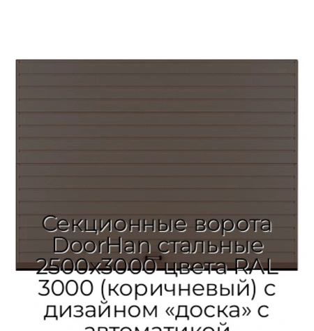 sekczionnyie-vorota-doorhan-stalnyie-2500x3000-czveta-ral-3000-korichnevyij-s-dizajnom-«doska»-s-avtomatikoj
