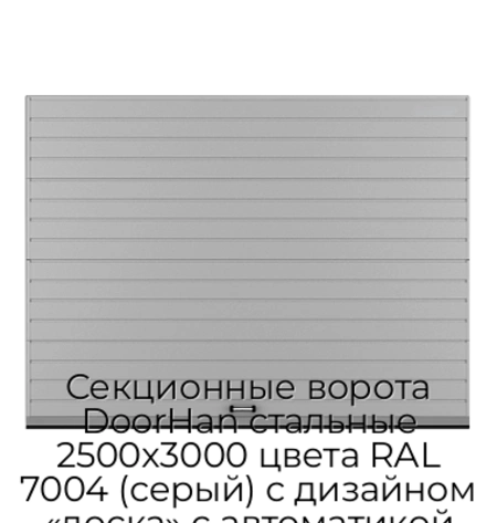 sekczionnyie-vorota-doorhan-stalnyie-2500x3000-czveta-ral-7004-seryij-s-dizajnom-«doska»-s-avtomatikoj