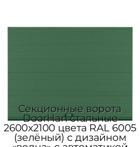 sekczionnyie-vorota-doorhan-stalnyie-2600x2100-czveta-ral-6005-zelyonyij-s-dizajnom-«volna»-s-avtomatikoj