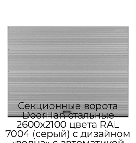 sekczionnyie-vorota-doorhan-stalnyie-2600x2100-czveta-ral-7004-seryij-s-dizajnom-«volna»-s-avtomatikoj