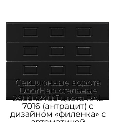 sekczionnyie-vorota-doorhan-stalnyie-2600x2400-czveta-ral-7016-antraczit-s-dizajnom-«filenka»-s-avtomatikoj