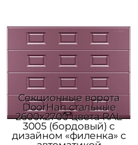 sekczionnyie-vorota-doorhan-stalnyie-2600x2700-czveta-ral-3005-bordovyij-s-dizajnom-«filenka»-s-avtomatikoj