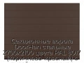 sekczionnyie-vorota-doorhan-stalnyie-2700x2100-czveta-ral-8017-korichnevo-krasnyij-s-dizajnom-«shirokaya-czentralnaya-polosa»-bez-avtomatiki