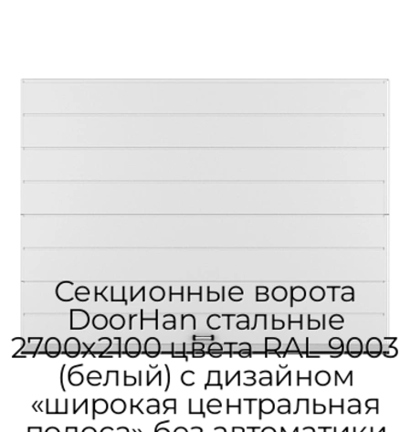 sekczionnyie-vorota-doorhan-stalnyie-2700x2100-czveta-ral-9003-belyij-s-dizajnom-«shirokaya-czentralnaya-polosa»-bez-avtomatiki