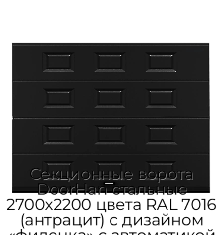 sekczionnyie-vorota-doorhan-stalnyie-2700x2200-czveta-ral-7016-antraczit-s-dizajnom-«filenka»-s-avtomatikoj