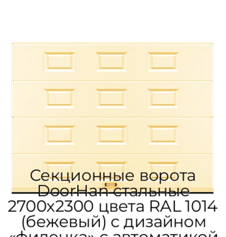 sekczionnyie-vorota-doorhan-stalnyie-2700x2300-czveta-ral-1014-bezhevyij-s-dizajnom-«filenka»-s-avtomatikoj