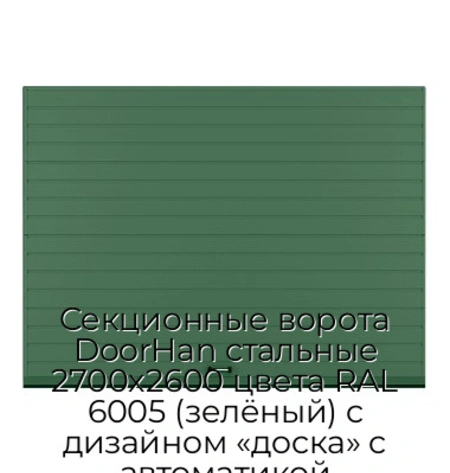 sekczionnyie-vorota-doorhan-stalnyie-2700x2600-czveta-ral-6005-zelyonyij-s-dizajnom-«doska»-s-avtomatikoj