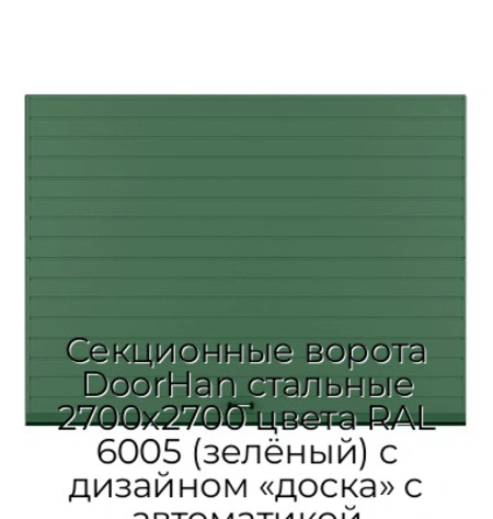 sekczionnyie-vorota-doorhan-stalnyie-2700x2700-czveta-ral-6005-zelyonyij-s-dizajnom-«doska»-s-avtomatikoj