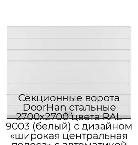 sekczionnyie-vorota-doorhan-stalnyie-2700x2700-czveta-ral-9003-belyij-s-dizajnom-«shirokaya-czentralnaya-polosa»-s-avtomatikoj