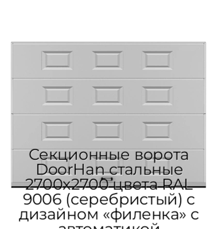 sekczionnyie-vorota-doorhan-stalnyie-2700x2700-czveta-ral-9006-serebristyij-s-dizajnom-«filenka»-s-avtomatikoj