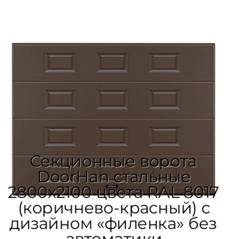 sekczionnyie-vorota-doorhan-stalnyie-2800x2100-czveta-ral-8017-korichnevo-krasnyij-s-dizajnom-«filenka»-bez-avtomatiki