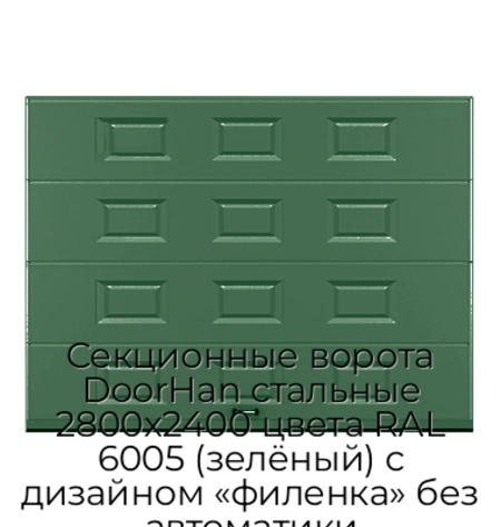sekczionnyie-vorota-doorhan-stalnyie-2800x2400-czveta-ral-6005-zelyonyij-s-dizajnom-«filenka»-bez-avtomatiki