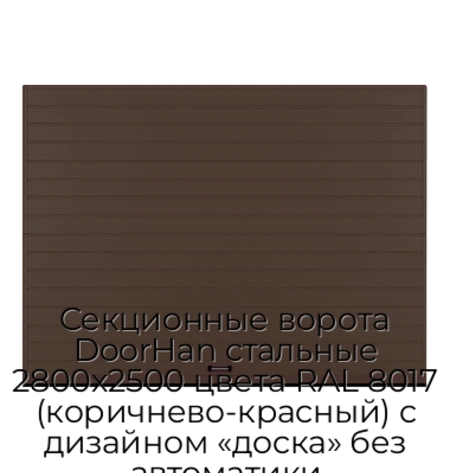 sekczionnyie-vorota-doorhan-stalnyie-2800x2500-czveta-ral-8017-korichnevo-krasnyij-s-dizajnom-«doska»-bez-avtomatiki