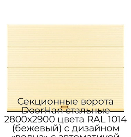 sekczionnyie-vorota-doorhan-stalnyie-2800x2900-czveta-ral-1014-bezhevyij-s-dizajnom-«volna»-s-avtomatikoj