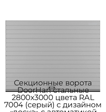 sekczionnyie-vorota-doorhan-stalnyie-2800x3000-czveta-ral-7004-seryij-s-dizajnom-«doska»-s-avtomatikoj