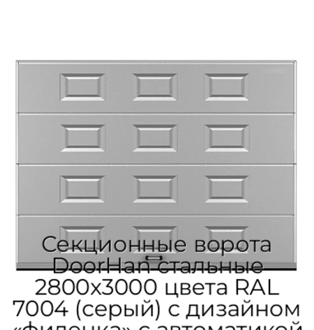 sekczionnyie-vorota-doorhan-stalnyie-2800x3000-czveta-ral-7004-seryij-s-dizajnom-«filenka»-s-avtomatikoj