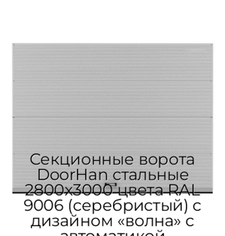 sekczionnyie-vorota-doorhan-stalnyie-2800x3000-czveta-ral-9006-serebristyij-s-dizajnom-«volna»-s-avtomatikoj