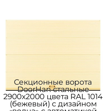 sekczionnyie-vorota-doorhan-stalnyie-2900x2000-czveta-ral-1014-bezhevyij-s-dizajnom-«volna»-s-avtomatikoj