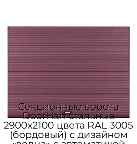 sekczionnyie-vorota-doorhan-stalnyie-2900x2100-czveta-ral-3005-bordovyij-s-dizajnom-«volna»-s-avtomatikoj