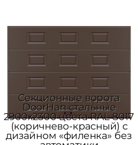 sekczionnyie-vorota-doorhan-stalnyie-2900x2300-czveta-ral-8017-korichnevo-krasnyij-s-dizajnom-«filenka»-bez-avtomatiki