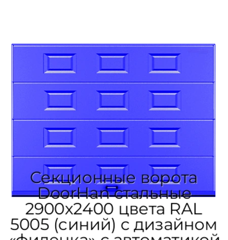 sekczionnyie-vorota-doorhan-stalnyie-2900x2400-czveta-ral-5005-sinij-s-dizajnom-«filenka»-s-avtomatikoj