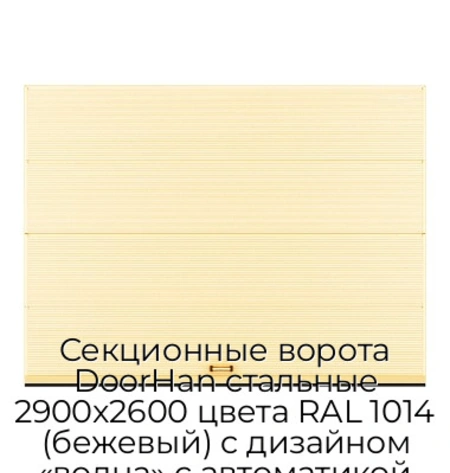 sekczionnyie-vorota-doorhan-stalnyie-2900x2600-czveta-ral-1014-bezhevyij-s-dizajnom-«volna»-s-avtomatikoj