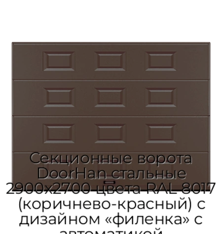 sekczionnyie-vorota-doorhan-stalnyie-2900x2700-czveta-ral-8017-korichnevo-krasnyij-s-dizajnom-«filenka»-s-avtomatikoj