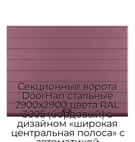 sekczionnyie-vorota-doorhan-stalnyie-2900x2900-czveta-ral-3005-bordovyij-s-dizajnom-«shirokaya-czentralnaya-polosa»-s-avtomatikoj