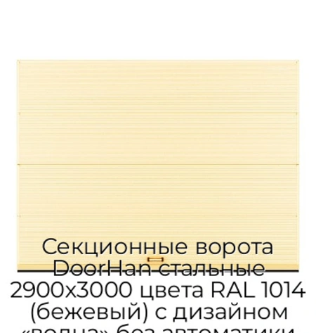 sekczionnyie-vorota-doorhan-stalnyie-2900x3000-czveta-ral-1014-bezhevyij-s-dizajnom-«volna»-bez-avtomatiki