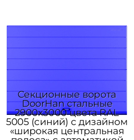 sekczionnyie-vorota-doorhan-stalnyie-2900x3000-czveta-ral-5005-sinij-s-dizajnom-«shirokaya-czentralnaya-polosa»-s-avtomatikoj