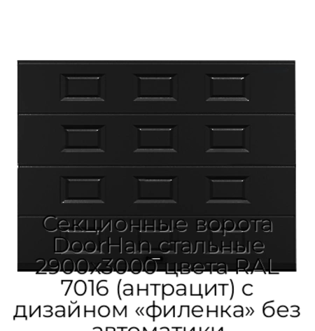 sekczionnyie-vorota-doorhan-stalnyie-2900x3000-czveta-ral-7016-antraczit-s-dizajnom-«filenka»-bez-avtomatiki