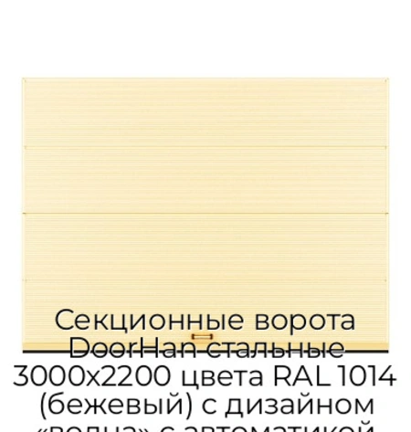 sekczionnyie-vorota-doorhan-stalnyie-3000x2200-czveta-ral-1014-bezhevyij-s-dizajnom-«volna»-s-avtomatikoj