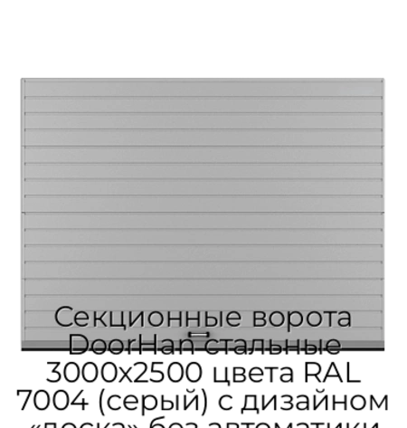 sekczionnyie-vorota-doorhan-stalnyie-3000x2500-czveta-ral-7004-seryij-s-dizajnom-«doska»-bez-avtomatiki
