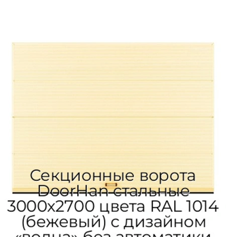 sekczionnyie-vorota-doorhan-stalnyie-3000x2700-czveta-ral-1014-bezhevyij-s-dizajnom-«volna»-bez-avtomatiki